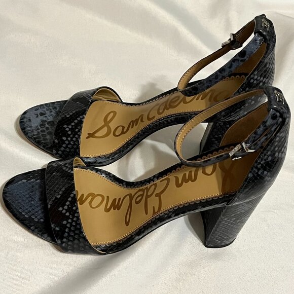 NWOT Sam Edelman | Yaro Block Heel Sandal | Snake Print Black | Size 8 - Picture 6 of 9